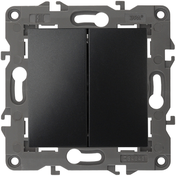 

Перекрестный переключатель двухклавишный встраиваемый (антрацит) ЭРА 14-1112-05, Черный, 14-1112-05