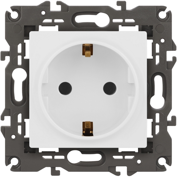 

Розетка встраиваемая с заземлением (белый матовый) ЭРА 14-2101-01М, 14-2101-01М