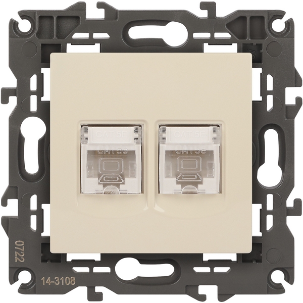 

Розетка двойная Ethernet RJ-45 (слоновая кость) ЭРА 14-3108-02, 14-3108-02