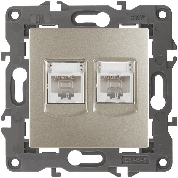 

Розетка двойная Ethernet RJ-45 (шампань) ЭРА 14-3108-04, 14-3108-04