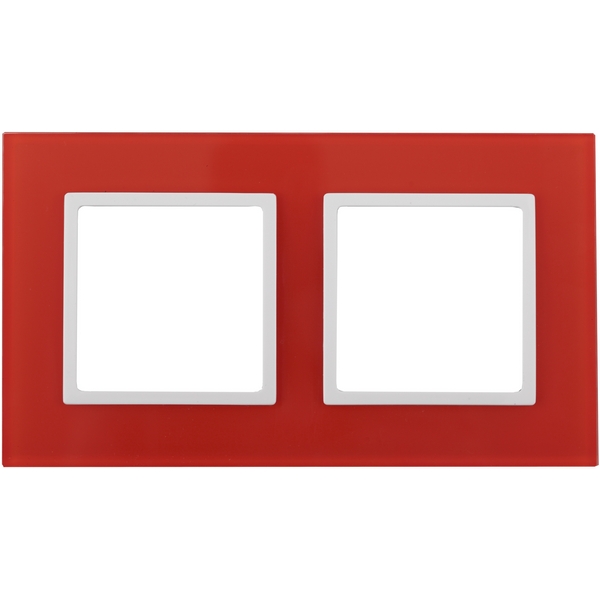 Изображение товара Рамка на 2 поста ЭРА 14-5102-23 красный и белый стекло