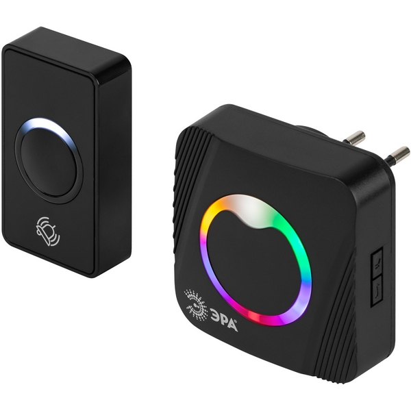 

Звонок дверной беспроводной с RGB подсветкой ЭРА AG-M017F15 (AC) Black Era, Черный, AG-M017F15 (AC) Black Era