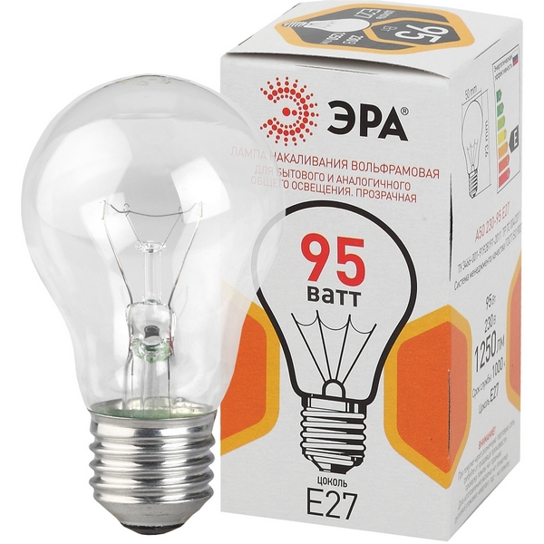 Изображение товара Лампочка накаливания E27 95Вт ЭРА А50 Б230-95-4