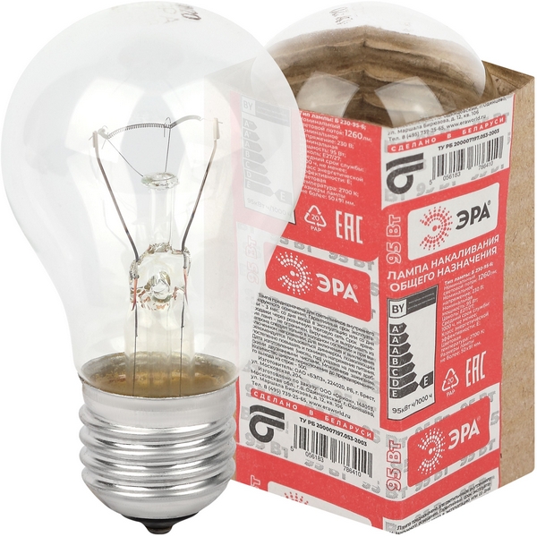 Изображение товара Лампочка накаливания E27 95W ЭРА Б 230-95-6