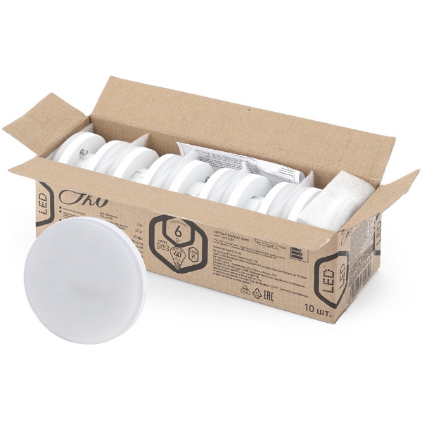 Изображение товара Лампочка светодиодная GX53 6W ЭРА ECO LED GX-6W-827-GX53 (10-PACK)