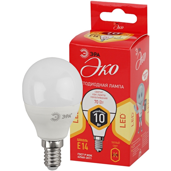 

Лампочка светодиодная E14 10W ЭРА ECO LED P45-10W-827-E14, ECO LED P45-10W-827-E14