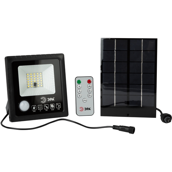 Изображение товара Уличный светодиодный прожектор на солнечной батарее с датчиком движения ЭРА ERAPRO-20
