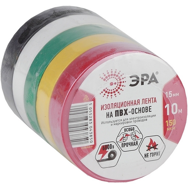 Изображение товара Изолента 15мм 10м 5 ЭРА ET1510MIX