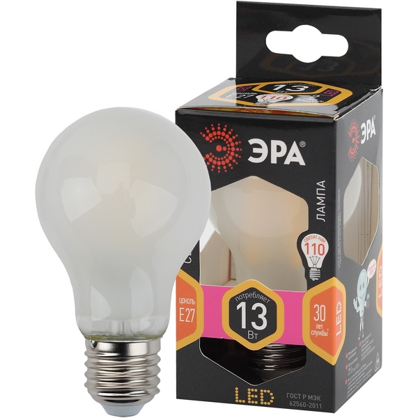 Изображение товара Лампочка светодиодная E27 13Вт ЭРА F-LED A60-13W-827-E27 frost F-LED A60-13W-827-E27 frost