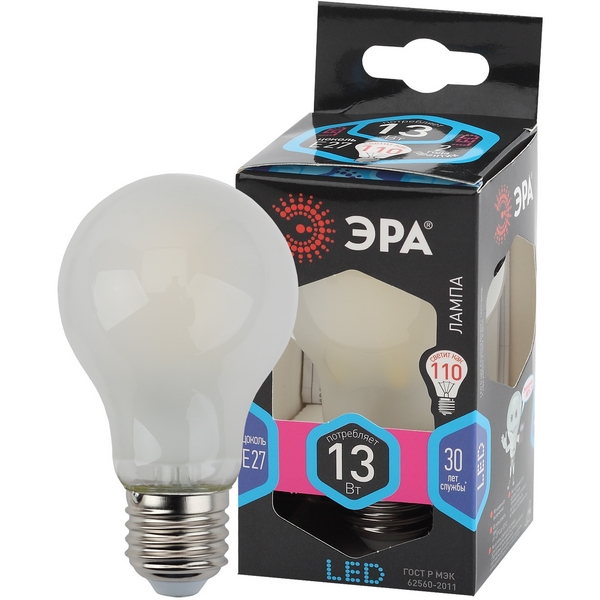 Изображение товара Лампочка светодиодная E27 13Вт ЭРА F-LED A60-13W-840-E27 frost