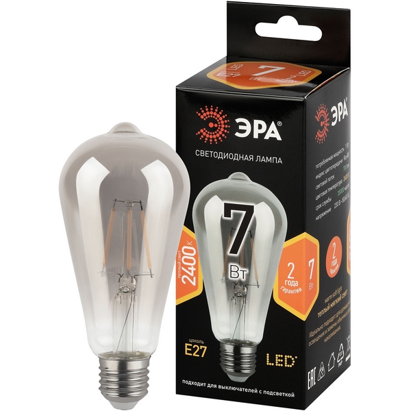 

Лампочка светодиодная E27 7Вт ЭРА F-LED ST64-7W-824-E27 smoky F-LED ST64-7W-824-E27 smoky, F-LED ST64-7W-824-E27 smoky F-LED ST64-7W-824-E27 smoky