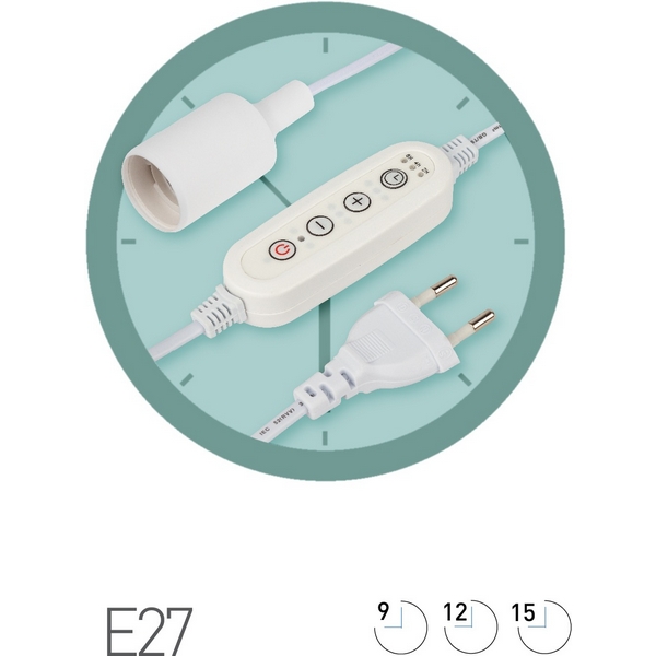 Светильник для растений с таймером ЭРА FITO-Time Holder E27 3 м