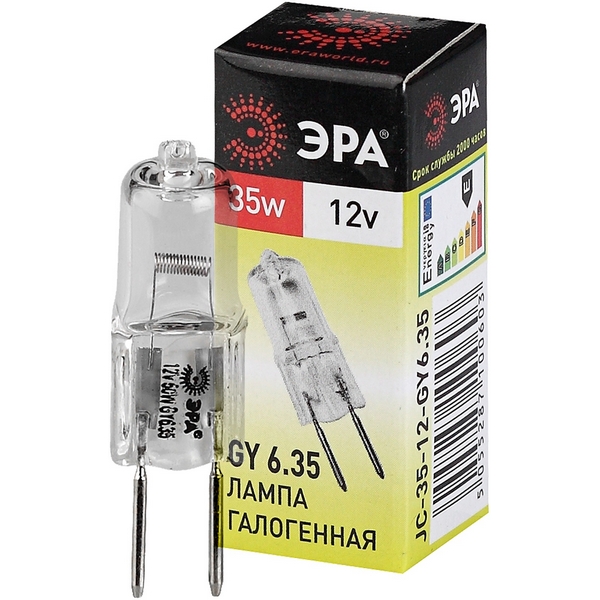 

Лампочка галогеновая GY6.35 35W ЭРА GY6.35-JC-35W-12V, GY6.35-JC-35W-12V