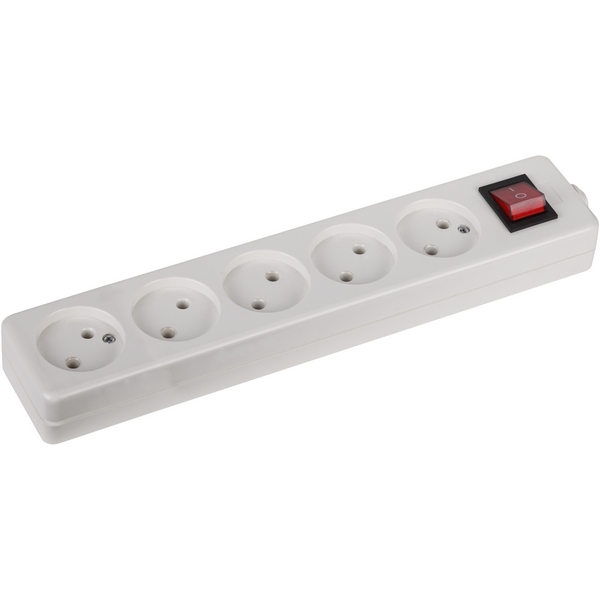 

Розеточный блок 5-и местный без заземления (белый) ЭРА K-5s, K-5s