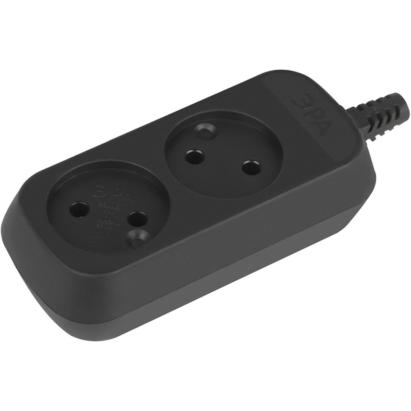 

Розеточный блок 2-х местный без заземления (черный) ЭРА KX-2-B, KX-2-B