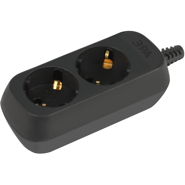 

Розеточный блок 2-х местный с заземлением (черный) ЭРА KX-2e-B, KX-2e-B