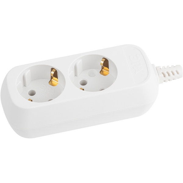 Изображение товара Розеточный блок 2-х местный с заземлением ЭРА KX-2e белый для дома и офиса