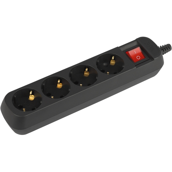 

Розеточный блок 4-х местный с заземлением (черный) ЭРА KX-4es-B, KX-4es-B