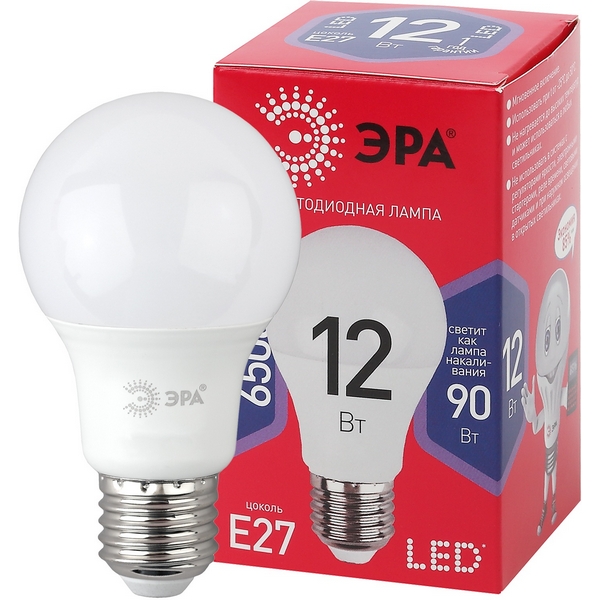 

Лампочка светодиодная E27 12W ЭРА LED A60-12W-865-E27 R, LED A60-12W-865-E27 R