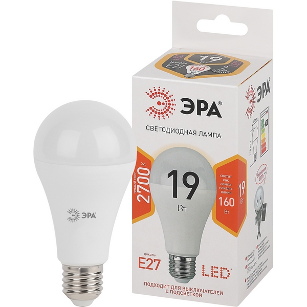 

Лампочка светодиодная E27 19W ЭРА LED A65-19W-827-E27, LED A65-19W-827-E27