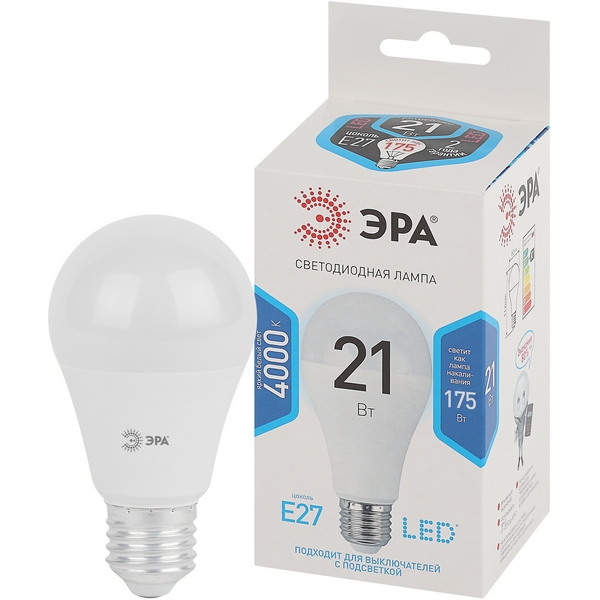 

Лампочка светодиодная E27 21W ЭРА LED A65-21W-840-E27, LED A65-21W-840-E27
