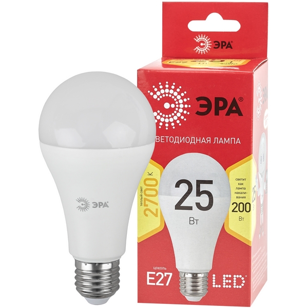 Изображение товара Светодиодная лампа ЭРА E27 25Вт теплый свет A65-25W-827 Изображение товара Светодиодная лампа ЭРА E27 25Вт теплый свет A65-25W-827