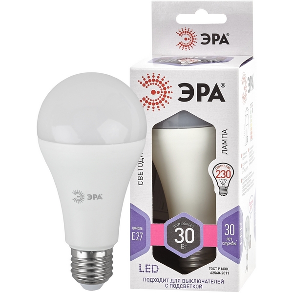 

Лампочка светодиодная E27 30W ЭРА LED A65-30W-860-E27, LED A65-30W-860-E27