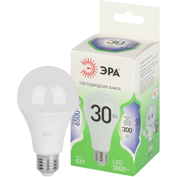 

Лампочка светодиодная E27 30W ЭРА LED A65-30W-865-E27 GL, LED A65-30W-865-E27 GL