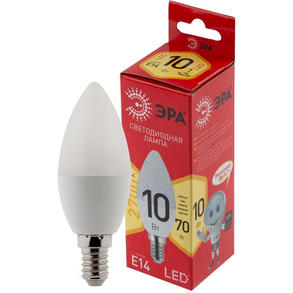 

Лампочка светодиодная E14 10W ЭРА LED B35-10W-827-E14 R, LED B35-10W-827-E14 R
