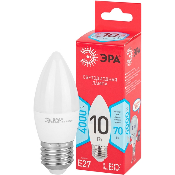 

Лампочка светодиодная E27 10W ЭРА LED B35-10W-840-E27 R, LED B35-10W-840-E27 R