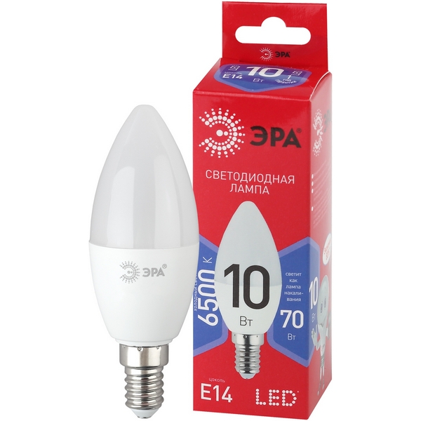 

Лампочка светодиодная E14 10W ЭРА LED B35-10W-865-E14 R, LED B35-10W-865-E14 R