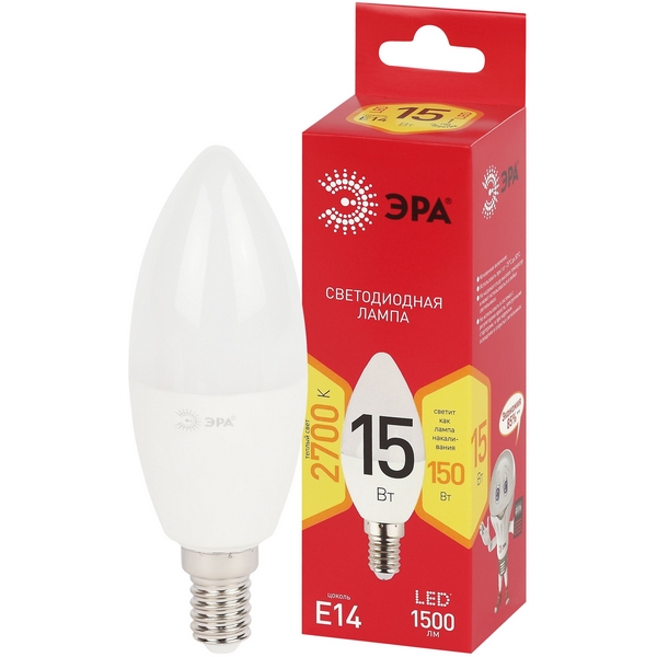 Изображение товара Лампочка светодиодная E14 15Вт ЭРА LED B35-15W-827-E14 R LED B35-15W-827-E14 R