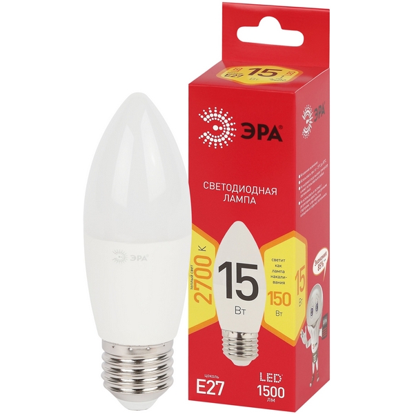

Лампочка светодиодная E27 15Вт ЭРА LED B35-15W-827-E27 R LED B35-15W-827-E27 R, LED B35-15W-827-E27 R LED B35-15W-827-E27 R
