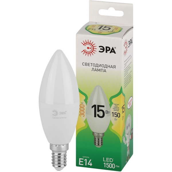 

Лампочка светодиодная E14 12W ЭРА LED B35-15W-830-E14 GL, LED B35-15W-830-E14 GL