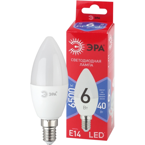 

Лампочка светодиодная E14 6W ЭРА LED B35-6W-865-E14 R, LED B35-6W-865-E14 R