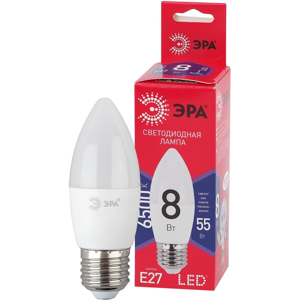 

Лампочка светодиодная E27 8W ЭРА LED B35-8W-865-E27 R, LED B35-8W-865-E27 R