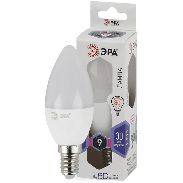 

Лампочка светодиодная E14 9W ЭРА LED B35-9W-860-E14, LED B35-9W-860-E14