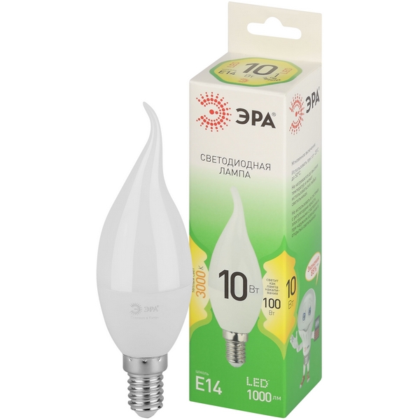 

Лампочка светодиодная E14 8W ЭРА LED BXS-10W-830-E14 GL, LED BXS-10W-830-E14 GL