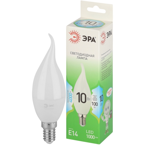 

Лампочка светодиодная E14 10W ЭРА LED BXS-10W-840-E14 GL, LED BXS-10W-840-E14 GL