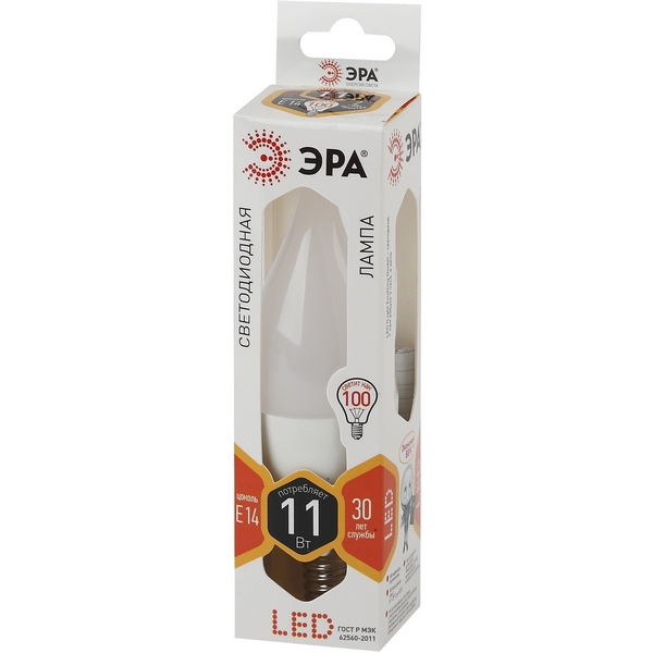 

Лампочка светодиодная E14 11W ЭРА LED BXS-11W-827-E14, LED BXS-11W-827-E14