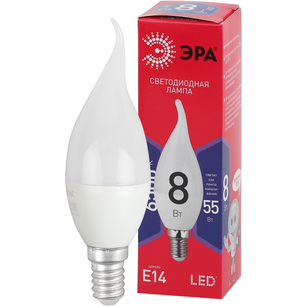 Изображение товара Лампочка светодиодная E14 8W ЭРА LED BXS-8W-865-E14 R