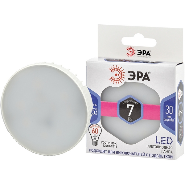 

Лампочка светодиодная GX53 7W ЭРА LED GX-7W-860-GX53, LED GX-7W-860-GX53