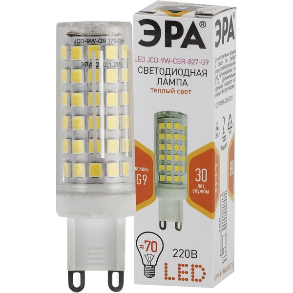 

Лампочка светодиодная G9 9W ЭРА LED JCD-9W-CER-827-G9, LED JCD-9W-CER-827-G9