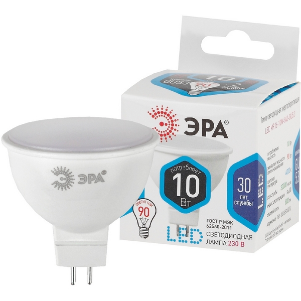 

Лампочка светодиодная GU5.3 10W ЭРА LED MR16-10W-840-GU5.3, LED MR16-10W-840-GU5.3