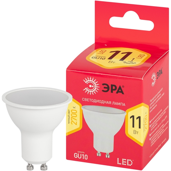 

Лампочка светодиодная GU10 11W ЭРА LED MR16-11W-827-GU10 R, LED MR16-11W-827-GU10 R