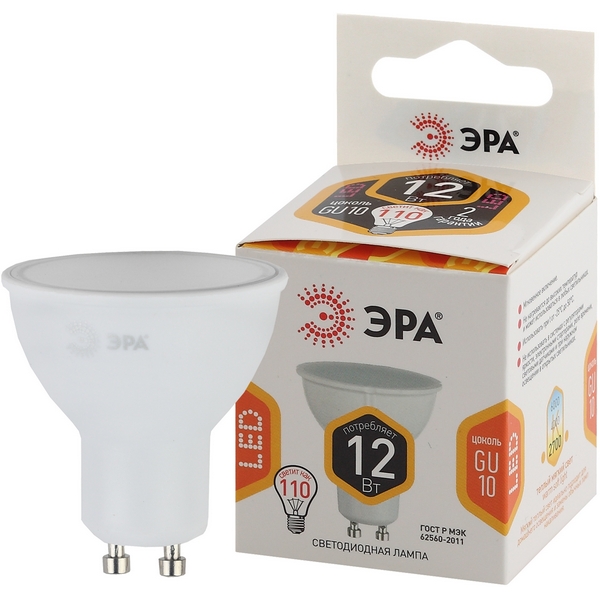 

Лампочка светодиодная GU10 12W ЭРА LED MR16-12W-827-GU10, LED MR16-12W-827-GU10