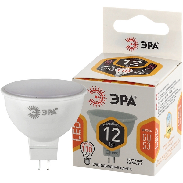 

Лампочка светодиодная GU5.3 12W ЭРА LED MR16-12W-827-GU5.3, LED MR16-12W-827-GU5.3