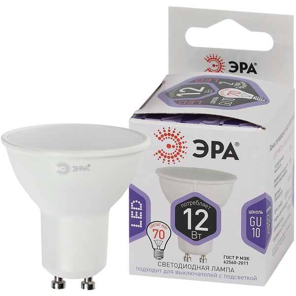 

Лампочка светодиодная GU10 12W ЭРА LED MR16-12W-860-GU10, LED MR16-12W-860-GU10