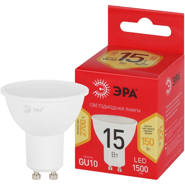 Изображение товара Лампочка светодиодная GU10 15Вт ЭРА LED MR16-15W-827- GU10 R LED MR16-15W-827- GU10 R