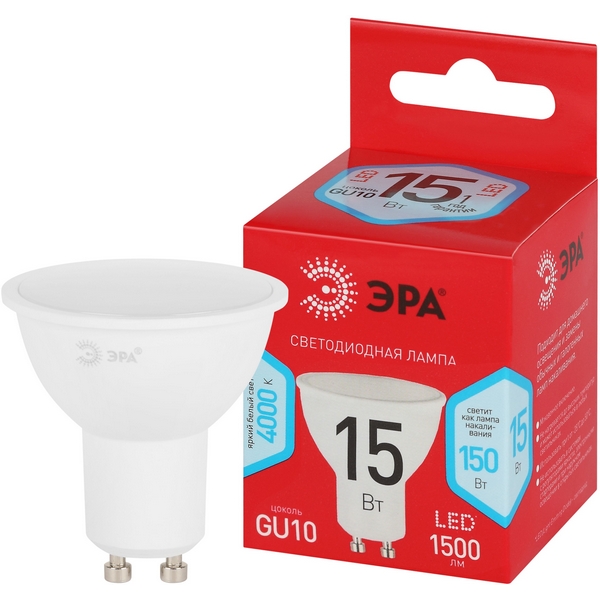 Изображение товара Лампочка светодиодная GU10 15Вт ЭРА LED MR16-15W-840-GU10 R LED MR16-15W-840-GU10 R